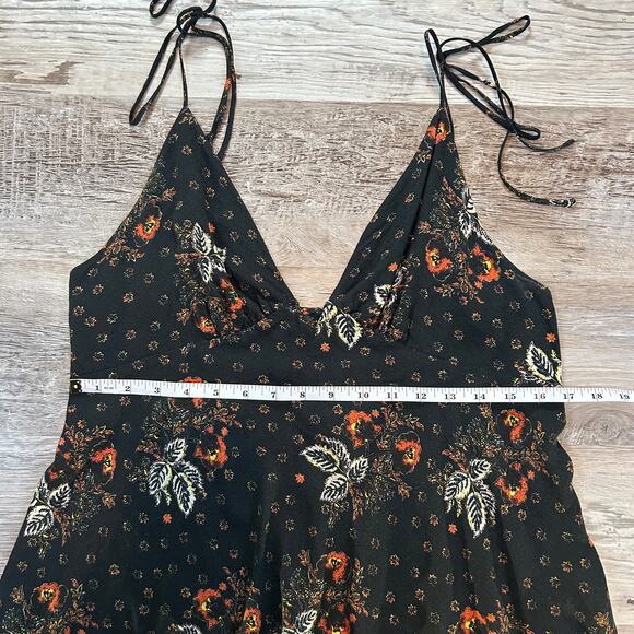 Free People Intimately Black Floral Tie Strap Tank Top Indie Sleaze Festival M - Picture 7 of 8